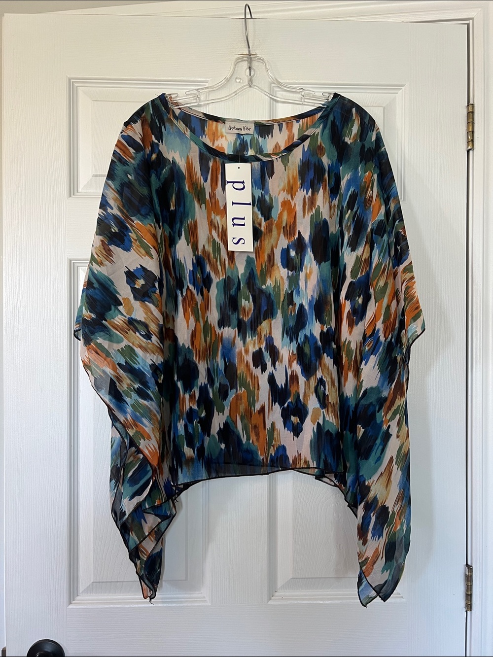 Abstract Watercolor Tunic in Teal & Rust